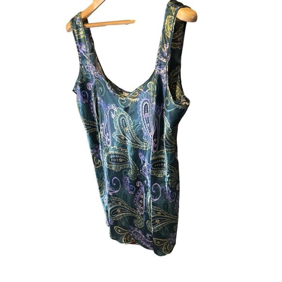 Morgan Taylor Green Paisley Satin Sleeveless Sheath Nightgown Sz 2X - Picture 3 of 9